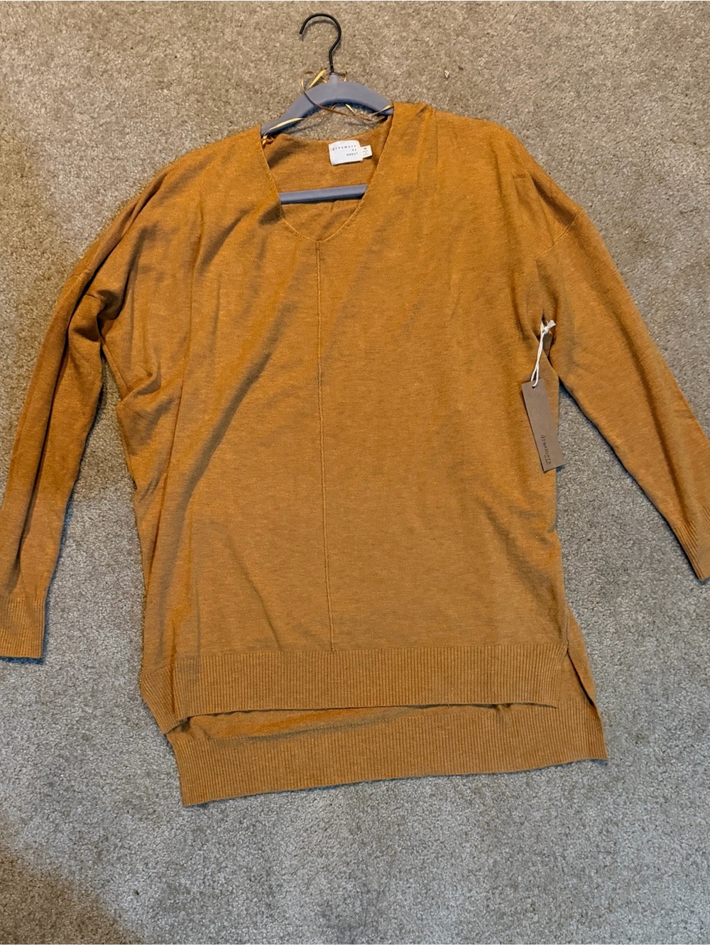 Women's V-Neck Lightweight Sweater Tunic - Mustard